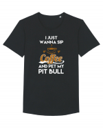 COFFEE AND PIT BULL Tricou mânecă scurtă guler larg Bărbat Skater