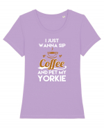 COFFEE AND YORKIE Tricou mânecă scurtă guler larg fitted Damă Expresser