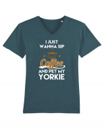 COFFEE AND YORKIE Tricou mânecă scurtă guler V Bărbat Presenter