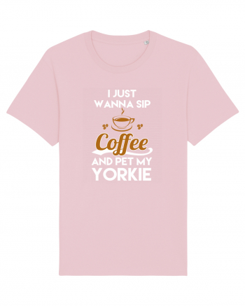 COFFEE AND YORKIE Cotton Pink