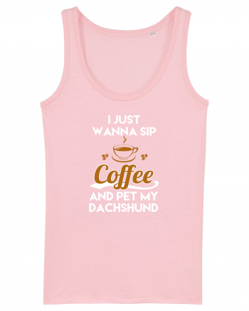 COFFEE AND DACHSHUND Cotton Pink