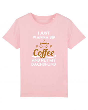 COFFEE AND DACHSHUND Cotton Pink