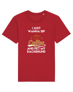 COFFEE AND DACHSHUND Tricou mânecă scurtă Unisex Rocker