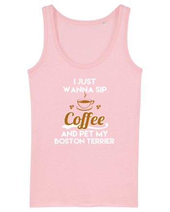 COFFEE AND BOSTON TERRIER Cotton Pink