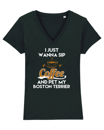 COFFEE AND BOSTON TERRIER Black