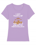 COFFEE AND FRENCH BULLDOG Tricou mânecă scurtă guler larg fitted Damă Expresser