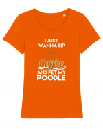 COFFEE AND POODLE Tricou mânecă scurtă guler larg fitted Damă Expresser