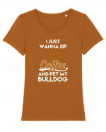 COFFEE and Bulldog Tricou mânecă scurtă guler larg fitted Damă Expresser