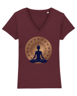 Yoga Lotus Auriu Negru Tricou mânecă scurtă guler V Damă Evoker