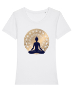 Yoga Lotus Auriu Negru Tricou mânecă scurtă guler larg fitted Damă Expresser