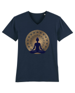 Yoga Lotus Auriu Negru Tricou mânecă scurtă guler V Bărbat Presenter