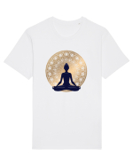 Yoga Lotus Auriu Negru Tricou mânecă scurtă Unisex Rocker