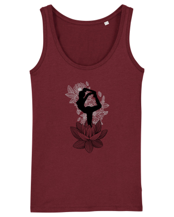 Yoga Floral Negru Burgundy