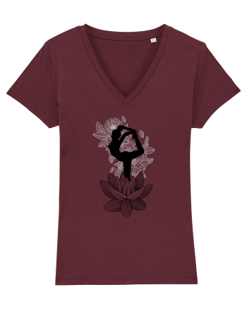 Yoga Floral Negru Burgundy
