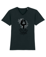 Yoga Floral Negru Tricou mânecă scurtă guler V Bărbat Presenter