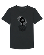 Yoga Floral Negru Tricou mânecă scurtă guler larg Bărbat Skater