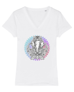 Yoga Mandala Elefant Tricou mânecă scurtă guler V Damă Evoker