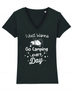 Camping every day Tricou mânecă scurtă guler V Damă Evoker