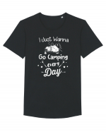 Camping every day Tricou mânecă scurtă guler larg Bărbat Skater