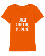 Just chillin', hudlin' Tricou mânecă scurtă guler larg fitted Damă Expresser