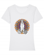 Yoga Hands Mandala Tricou mânecă scurtă guler larg fitted Damă Expresser