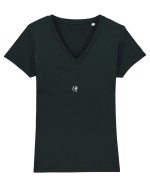 „Samurai” Kanji Japoneză (alb) Tricou mânecă scurtă guler V Damă Evoker