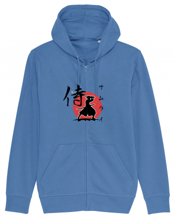 Siluetă Samurai (kanji și katakana) negru Bright Blue