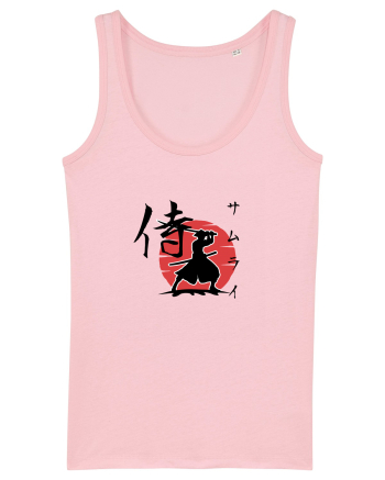 Siluetă Samurai (kanji și katakana) negru Cotton Pink