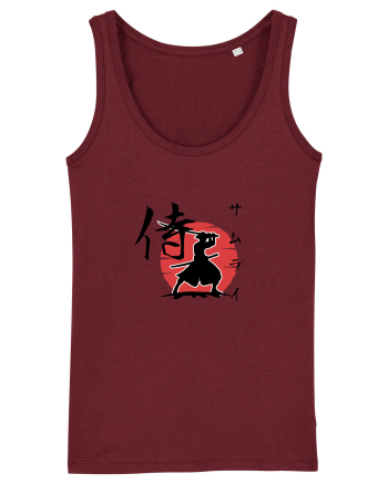 Siluetă Samurai (kanji și katakana) negru Burgundy