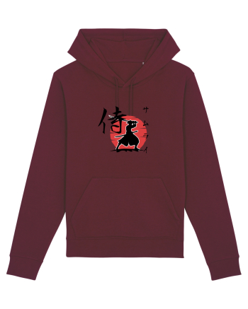 Siluetă Samurai (kanji și katakana) negru Burgundy