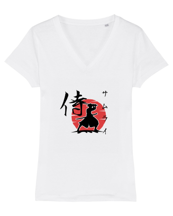 Siluetă Samurai (kanji și katakana) negru White