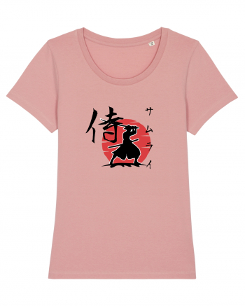 Siluetă Samurai (kanji și katakana) negru Canyon Pink