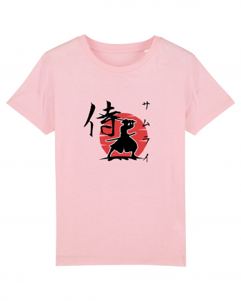 Siluetă Samurai (kanji și katakana) negru Cotton Pink