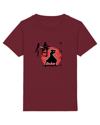 Siluetă Samurai (kanji și katakana) negru Burgundy
