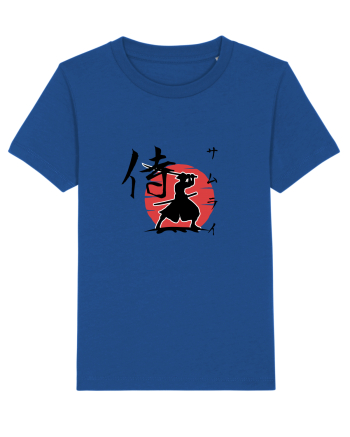 Siluetă Samurai (kanji și katakana) negru Majorelle Blue