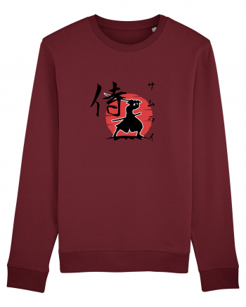 Siluetă Samurai (kanji și katakana) negru Burgundy