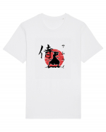 Siluetă Samurai (kanji și katakana) negru Tricou mânecă scurtă Unisex Rocker