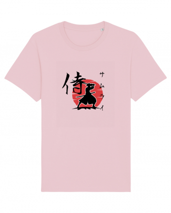 Siluetă Samurai (kanji și katakana) negru Cotton Pink