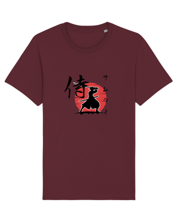 Siluetă Samurai (kanji și katakana) negru Burgundy
