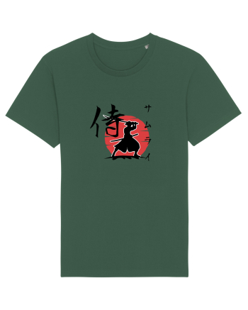 Siluetă Samurai (kanji și katakana) negru Bottle Green