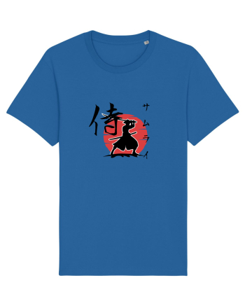 Siluetă Samurai (kanji și katakana) negru Royal Blue