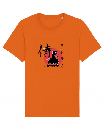 Siluetă Samurai (kanji și katakana) negru Bright Orange