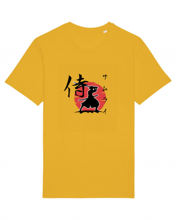 Siluetă Samurai (kanji și katakana) negru Spectra Yellow
