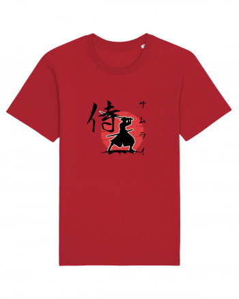 Siluetă Samurai (kanji și katakana) negru Red