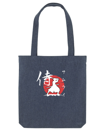 Siluetă Samurai (kanji și katakana) alb Midnight Blue