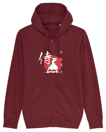 Siluetă Samurai (kanji și katakana) alb Burgundy