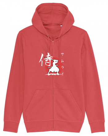 Siluetă Samurai (kanji și katakana) alb Carmine Red
