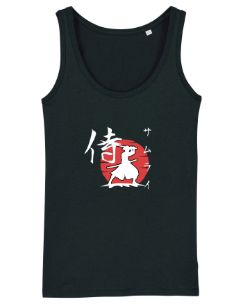 Siluetă Samurai (kanji și katakana) alb Black