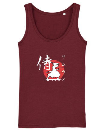 Siluetă Samurai (kanji și katakana) alb Burgundy