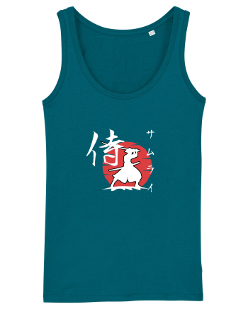 Siluetă Samurai (kanji și katakana) alb Ocean Depth